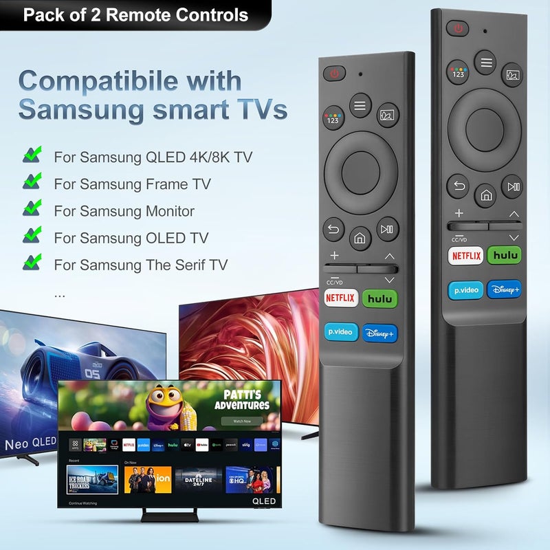 Angrox 【Pack of 2】 Universal Replacement Remote Control for Samsung TVs - Compatible with The Frame QLED OLED UHD 4K/8K Smart TVs & Monitor Series - Image 1